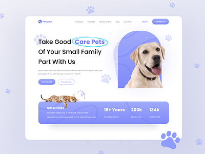 Pet Care Landing page 🐈 app design ui ux uxui web