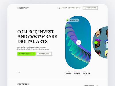 NFT collection marketplace website design 🧛🏻‍♀️