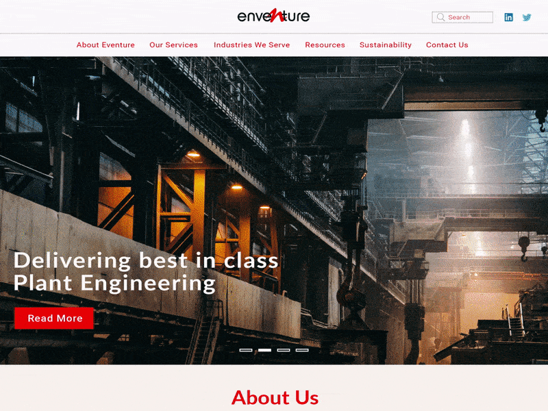 Enventure Website Concept (animated gif) animation concept corporate creative dailyui design gif homepage interface layout redesign ui uiux ux webdesign website