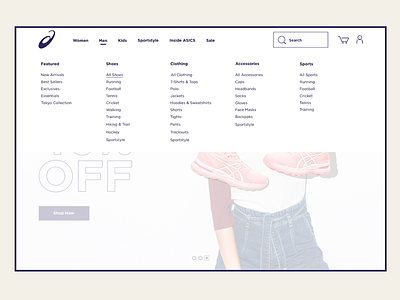 ASICS Homepage concept v.3 art direction asics brand identity branding concept design graphic design homepage interface layout menu sport ui uiux ux webdesign website