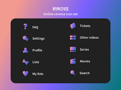 Icon set for an online movie portal