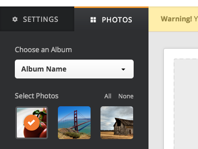 Canvas Editor albums alert buttons canvas editor icons open sans panel photos settings ui ux