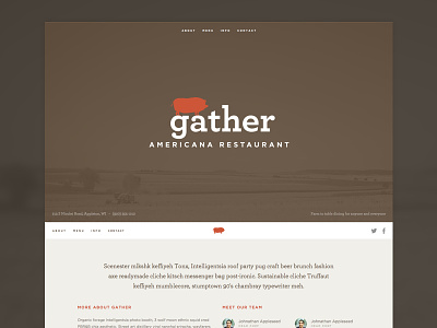 Gather Website archer avatar fixed header gotham icon navigation restaurant simple social ui web