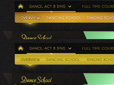Submenu Redesign gold menu shadow texture web design