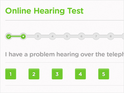 Online Hearing Test buttons green questions steps test