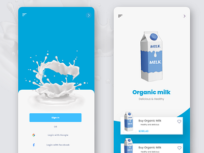 Organic Milk Application UI Design By Websstar Infotech 3d animation app branding design graphic design icon illustration logo ui