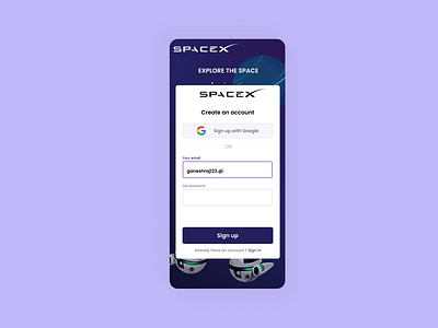 Sign up page UI (Mobile)