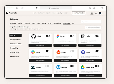 SAAS Application - Settings UI - (Desktop) product design saas settings ui