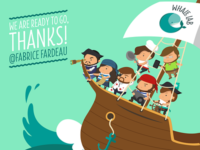 Whale Lab on the go! boat character design crew debuts flat graphic design illustration pirates sea ship thanks whalelab