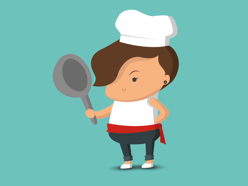 Whale Lab's Crew | Roberta, The Cook animation character design cook crew flat graphic design hat illustration pan pirate staff whalelab