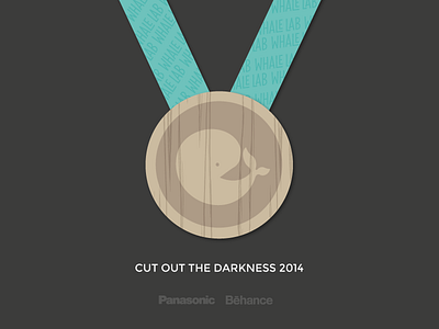 Wooden Medal - Cut Out The Darkness 2014 award behance cut out the darkness flat graphic design illustration medal panasonic proud trophy whale wood