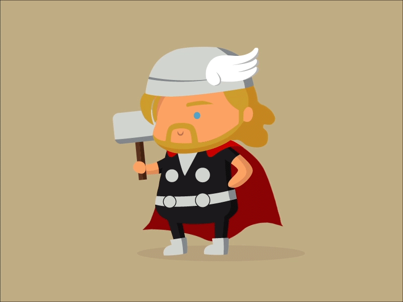 Thor animation asgard avengers character design flat god graphic design illustration marvel odin thor thunder