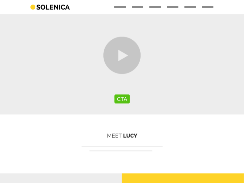 Animated Wireframe - Solenica call to action flat graphic design landing page motion graphic scroll startup ui ux web design wireframe yellow