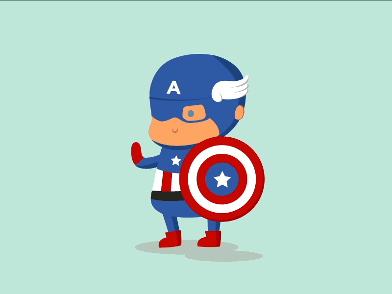 Captain America america animation avengers character design civil war flat hero illustration marvel stan lee steve rogers