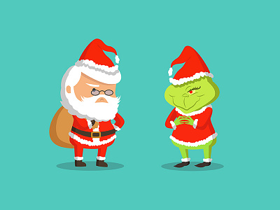 Team Santa or team Grinch? character christmas design flat graphic design grinch illustration movie santa claus whale lab