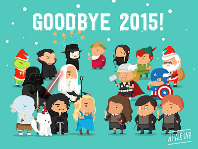 Goodbye 2015! characters claus avengers design flat grinch santa the lord of the rings peter pan