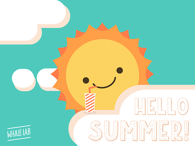 Hello summer! clouds design flat illustration relax solstice summer sun sunshine