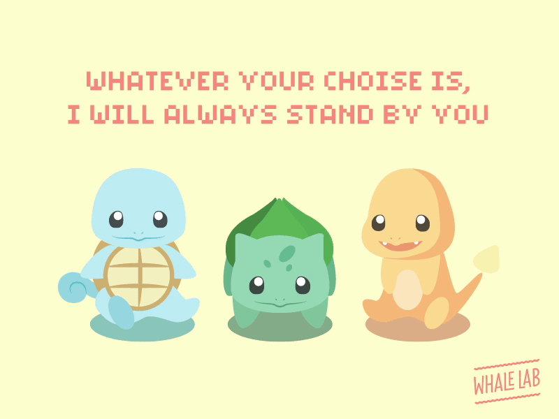 Whatever your choise is, I will always stand by you bulbasaur charmander childhood flatdesign friends friendship friendshipday gameboy illustration pokemon pokemongo squirtle