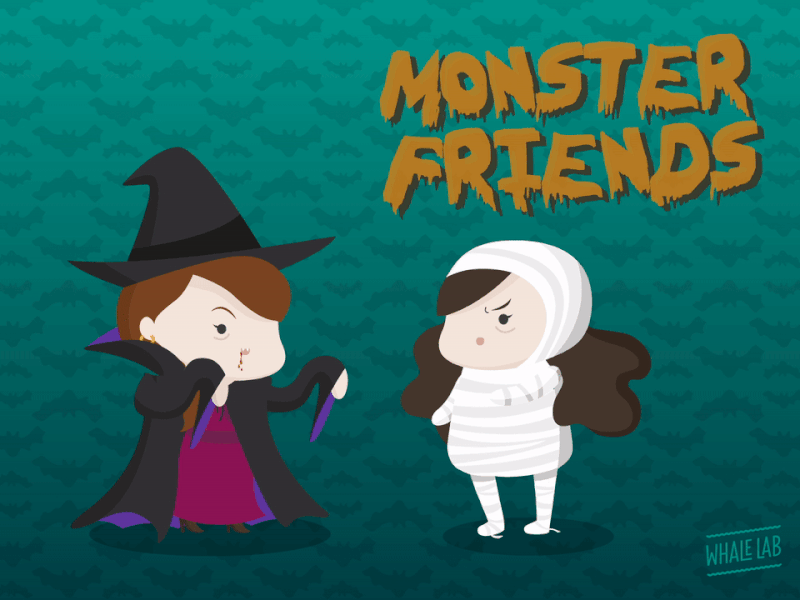 Monster Friends! animation cute graphic halloween monster motion mummy scary witch