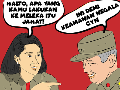 Dialog of Dian Sastro and Soeharto characterdesign illustration vector