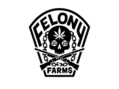 Felony Farms Logo badge cannabis chains crest farms felony guns logo shotguns skulls