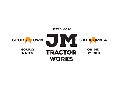 JM Tractor Works badge branding building logo tractors typography