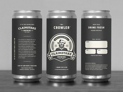 Claimstake Brewing Crowler Label 32oz agfr beer can claimstake brewing crowler grits label