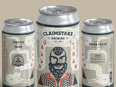 Ollag The Raw beer claimstake brewing craft beer heritiage illustration label nordic texture true grit supply vikings