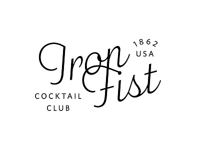 Iron Fist Cocktail Club Logo club cocktail fist iron logo script