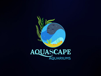 aquascape aqurium logo abstract app aquarium logo aquascape logo branding fish logo flat logo design minimal sea grass sea life illustration typogaphy underwater illustration water logo