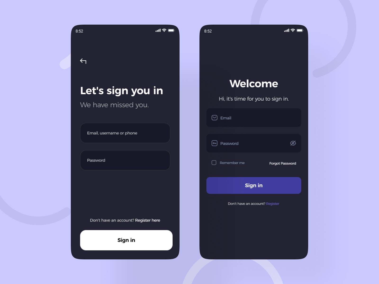 Sign In App - Dark Theme by Kim Wahlman on Dribbble