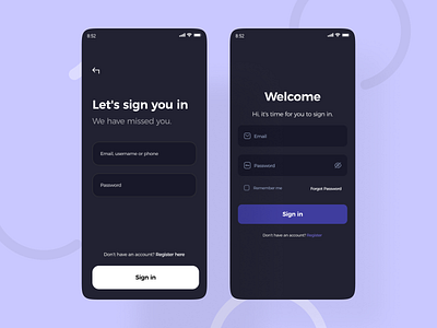 Sign In App - Dark Theme app dark login sign in