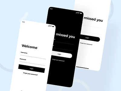 Sign in App - "We missed you" app design login sign in ui