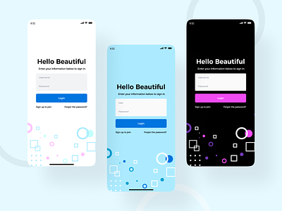 Sign in App - "Hello Beautiful" app login sign in ui