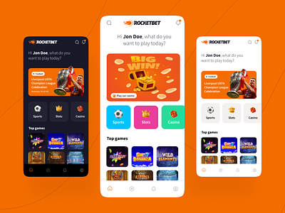 RocketBet Casino App app app design betting casino game rocketbet sports