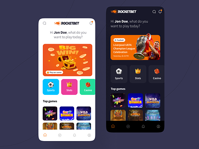 RocketBet Casino App app betting casino game game design slots sports