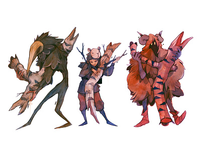 Characters (Personal Project) characters comics concepts forest illustration mixed media
