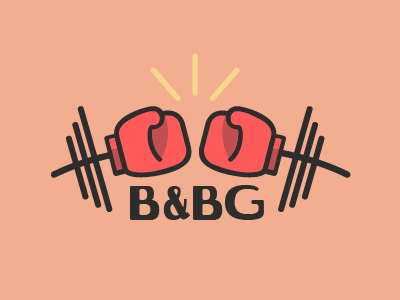 Barbells & Boxing Gloves boxing branding flat design logo sports