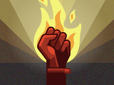 Fire Gear Rebrand fire fist flat geometric glove glow hand red texture yellow