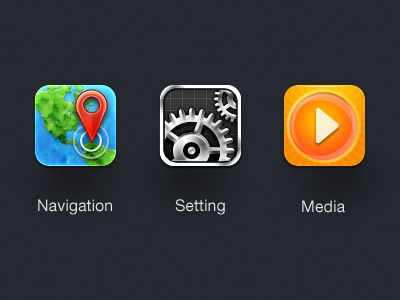 Icons Navigation Setting Media icons ios ipad iphone media navi navigation player setting