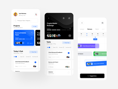 Task and Project Management Mobile App app calender card daily task manager mobile mobile app mobile ui productivity productivity app project management projects task task list task management team team collaboration timeline to do app todo