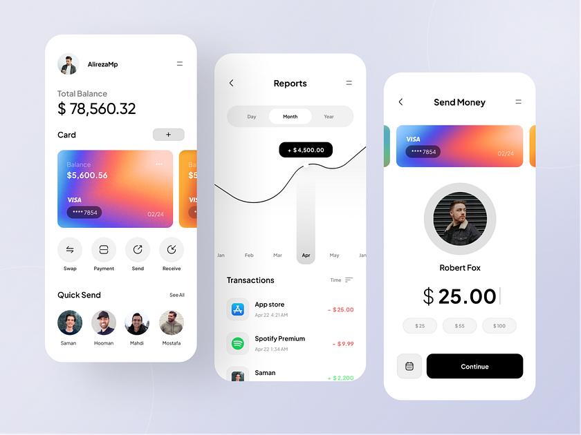 Finance Mobile App Design - Light Mode by Alireza Mp for Duxica on Dribbble