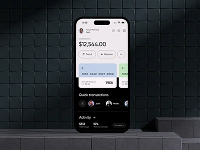 Fintech Mobile App Design 3d app bank app banking card cash app daily ui dark finance financial minimal mobile mobile ui money money trasfer neo bank paypal ui usd wallet