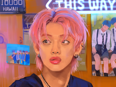 Yeonjun background design illustration kpop painting painttoolsai portrait poster txt yeonjun