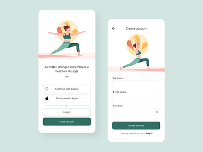 Yoga App Sign in / Sign up UI account design log in mediatiton app mobile mobile ui mobileapp register sign in sign up ui ui app design uidesign ux yoga app