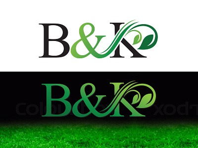 "B&K" Landscaping logo design black branding creative logo design green landscaping latter leaf logo logo design logodesign vector