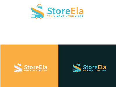 Letter S + Shopping Bag & Cart Logo Design