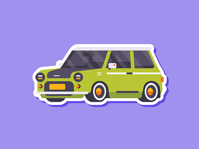 Car Sticker - Mini (Inspired by Mr. Bean Car) affinity affinitydesigner austin bean car cute flat green illustration madeinaffinity mini morris simple sticker