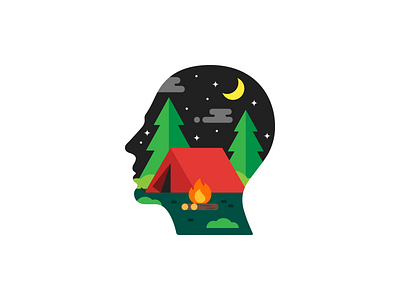 Think for Camping camp camping flat icon imagine outdoor relax simple thing