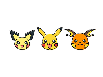 Pikachu Evolution dotted flat pichu pikachu pokemon pokemon go raichu simple